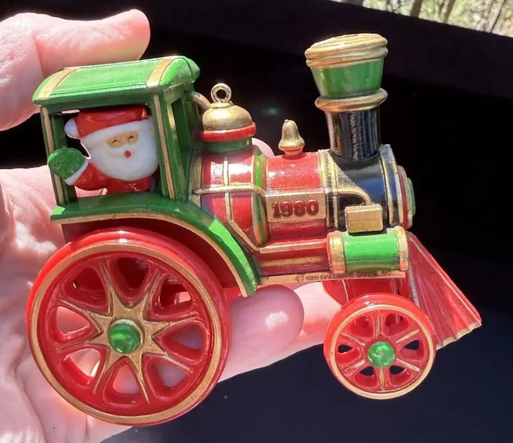 Hallmark 1980 Santa's Express Train Here Comes Santa #2 Christmas Ornament Lo10